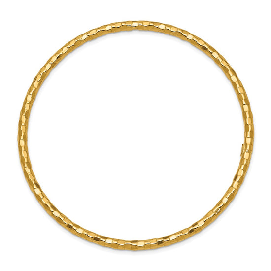 10k Polished Textured Slip-on Bangle Bracelet