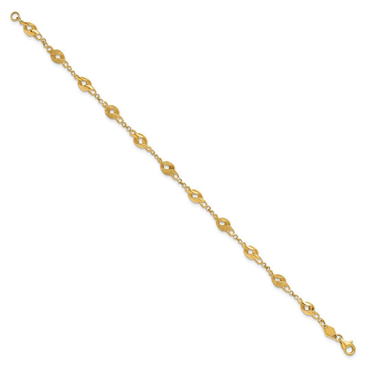 10k Polished and Lasered Spiral Link 7.25in Bracelet