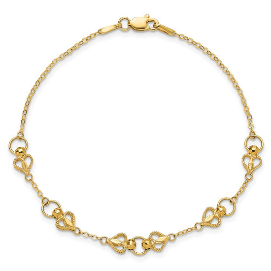 10k Polished Heart 7.5in Bracelet