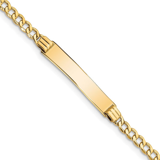 10k Polished Semi-Solid Chain/Solid Plate Cuban Link 25x5mm Plate 7 inch ID Bracelet
