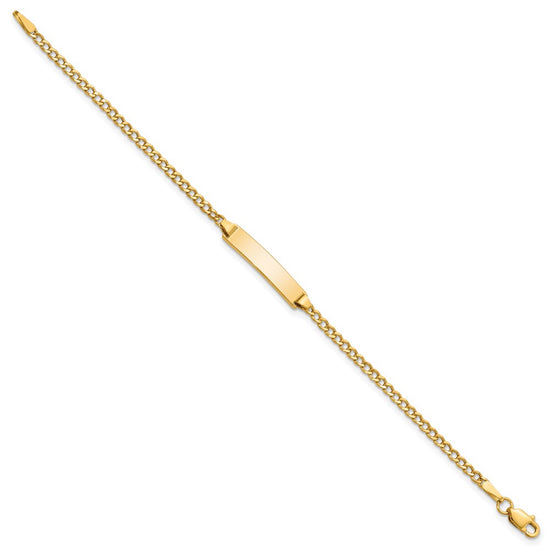10k Polished Semi-Solid Chain/Solid Plate Cuban Link 20x4.5mm Plate 5.5 inch Baby/Child ID Bracelet
