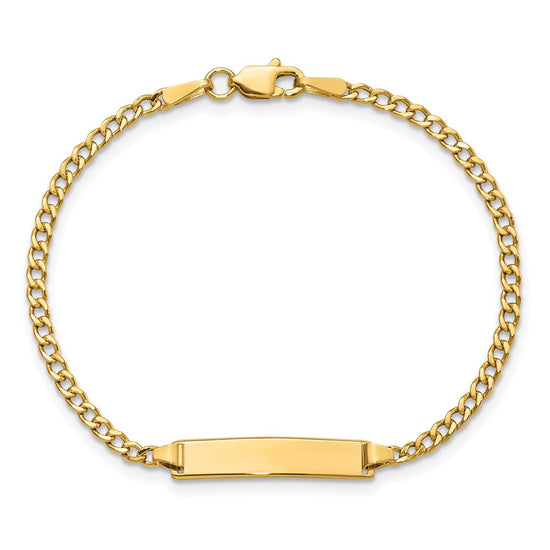 10k Polished Semi-Solid Chain/Solid Plate Cuban Link 20x4.5mm Plate 5.5 inch Baby/Child ID Bracelet