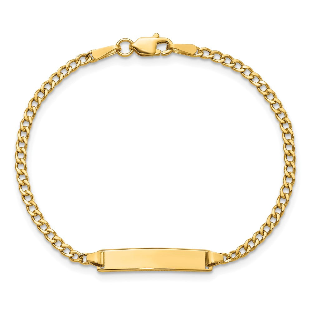 10k Polished Semi-Solid Chain/Solid Plate Cuban Link 20x4.5mm Plate 5.5 inch Baby/Child ID Bracelet