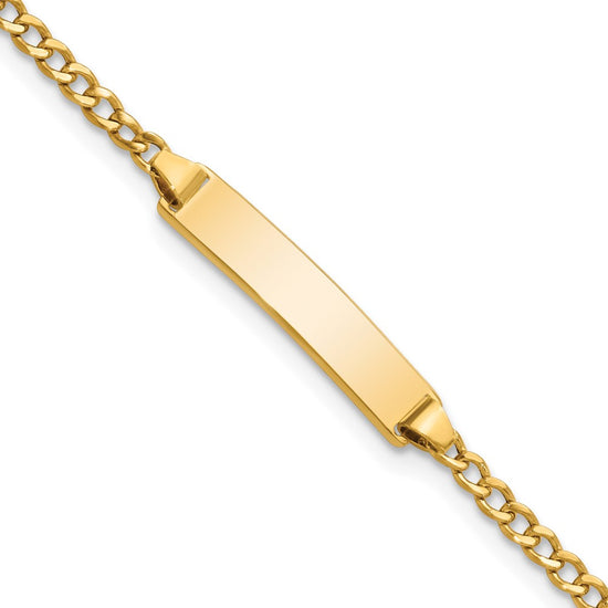 10k Polished Semi-Solid Chain/Solid Plate Cuban Link 20x4.5mm Plate 5.5 inch Baby/Child ID Bracelet