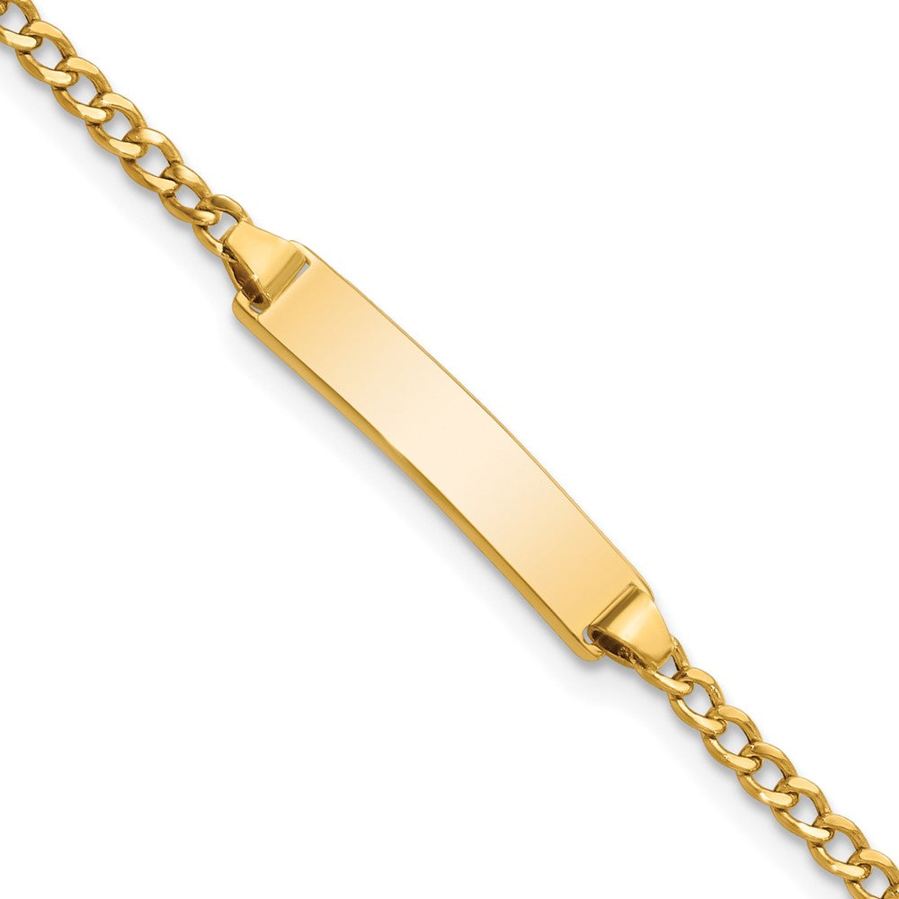 10k Polished Semi-Solid Chain/Solid Plate Cuban Link 20x4.5mm Plate 5.5 inch Baby/Child ID Bracelet