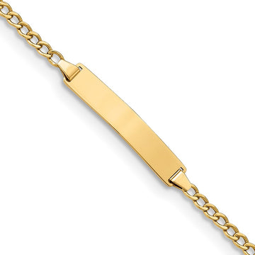 10k Polished Semi-Solid Chain/Solid Plate Cuban Link 23x4mm Plate 7 inch ID Bracelet