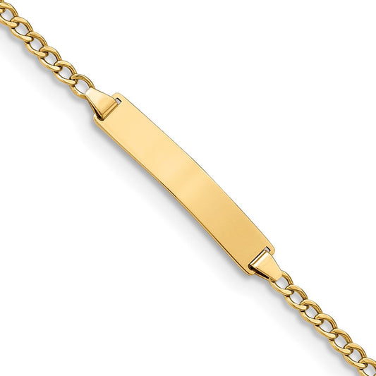 10k Polished Semi-Solid Chain/Solid Plate Cuban Link 23x4mm Plate 8 inch ID Bracelet