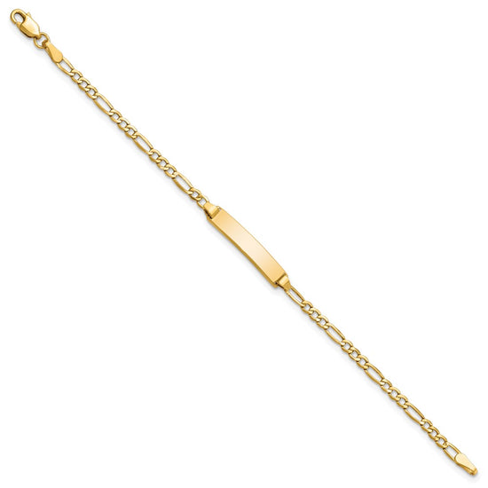 10k Polished Semi-Solid Chain/Solid Plate Figaro Link 20x4mm Plate 7 inch ID Bracelet