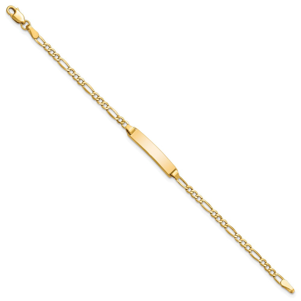 10k Polished Semi-Solid Chain/Solid Plate Figaro Link 20x4mm Plate 7 inch ID Bracelet