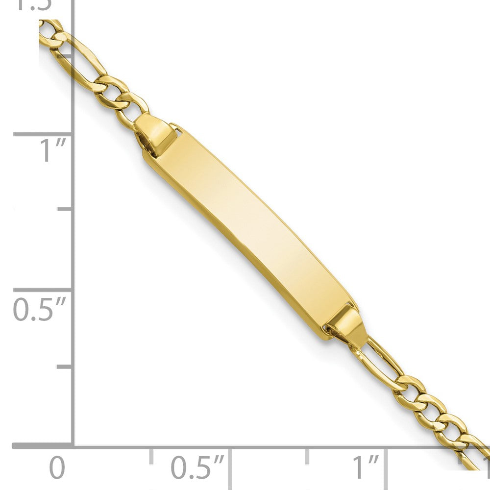 10k Polished Semi-Solid Chain/Solid Plate Figaro Link 20x4mm Plate 7 inch ID Bracelet