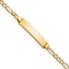 10k Polished Semi-Solid Chain/Solid Plate Figaro Link 20x4mm Plate 7 inch ID Bracelet