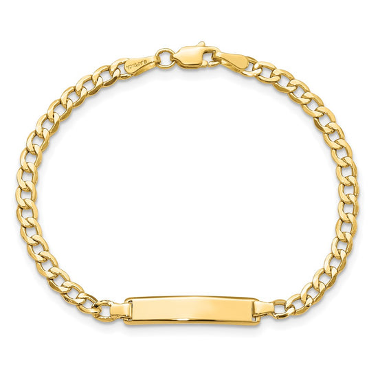 10k Polished Semi-Solid Chain/Solid Plate Cuban Link 23.5x4.5mm Plate 5.5 inch Baby/Child ID Bracelet