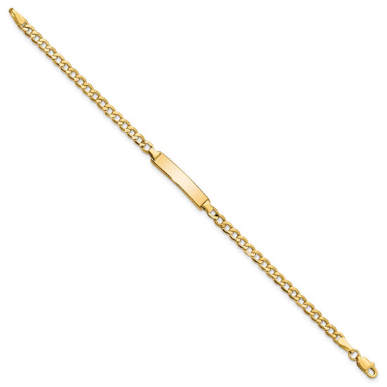 10k Polished Semi-Solid Chain/Solid Plate Cuban Link 23.5x4.5mm Plate 6 inch Baby/Child ID Bracelet
