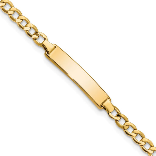 10k Polished Semi-Solid Chain/Solid Plate Cuban Link 23.5x4.5mm Plate 6 inch ID Bracelet