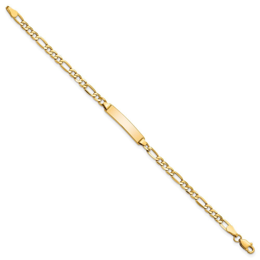 10k Polished Semi-Solid Chain/Solid Plate Figaro Link 20.3x4.4mm Plate 5.5 inch Baby/Child ID Bracelet