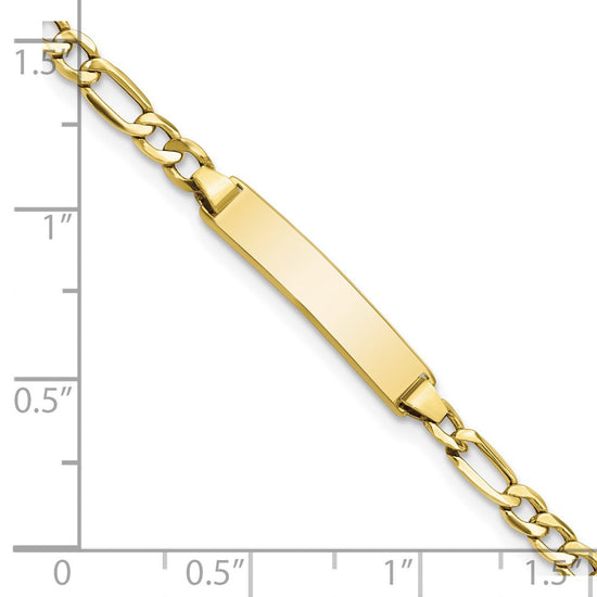 10k Polished Semi-Solid Chain/Solid Plate Figaro Link 23x4mm Plate 7 inch ID Bracelet