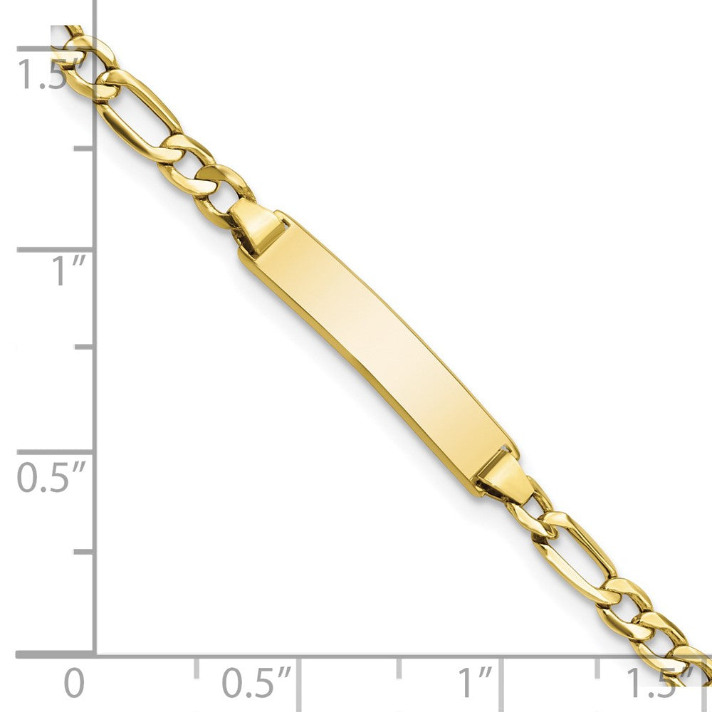 10k Polished Semi-Solid Chain/Solid Plate Figaro Link 23x4mm Plate 7 inch ID Bracelet