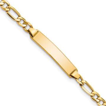 10k Polished Semi-Solid Chain/Solid Plate Figaro Link 23x4mm Plate 7 inch ID Bracelet