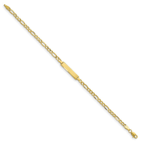 10k Polished Semi-Solid Chain/Solid Plate Figaro Link 23x4mm Plate 8 inch ID Bracelet
