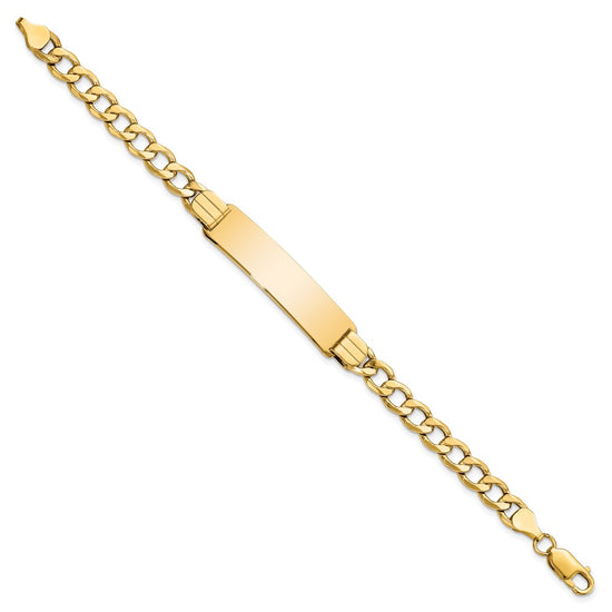 10k Polished Semi-Solid Chain/Solid Plate Curb Link 37x10mm Plate 8 inch ID Bracelet