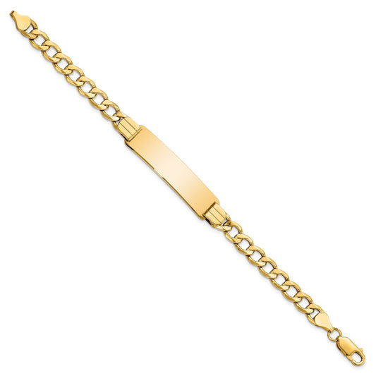 10k Polished Semi-Solid Chain/Solid Plate Curb Link 37x10mm Plate 8 inch ID Bracelet