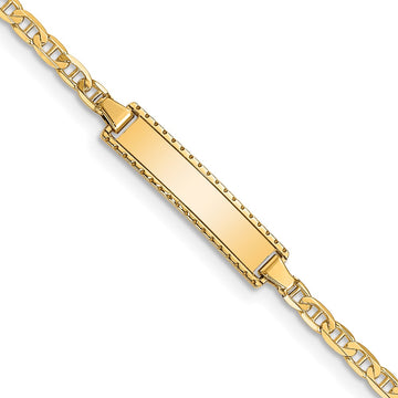 10k Polished Solid Chain/Solid Plate Anchor Link 18.5x5mm Plate 6 inch Baby/Child ID Bracelet