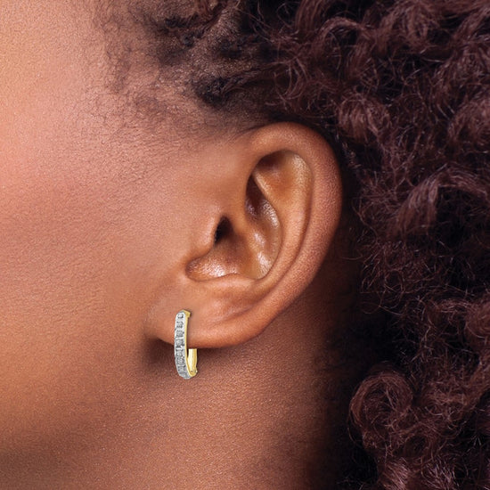Gold Diamond Fascination Hinged Hoop Earrings