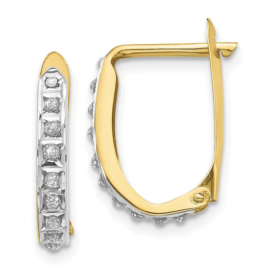 Gold Diamond Fascination Hinged Hoop Earrings