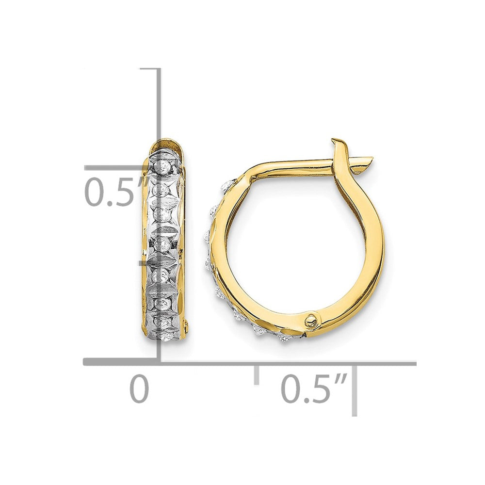 Gold Diamond Fascination Hinged Hoop Earrings