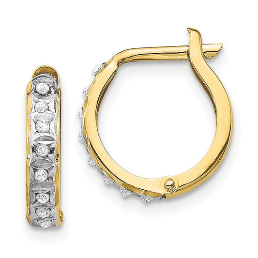 Gold Diamond Fascination Hinged Hoop Earrings