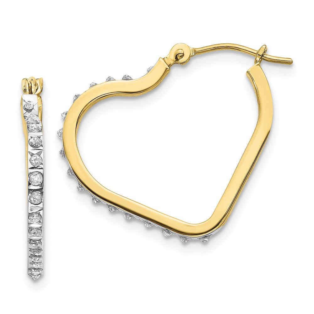 10k Diamond Fascination Heart Hoop Earrings