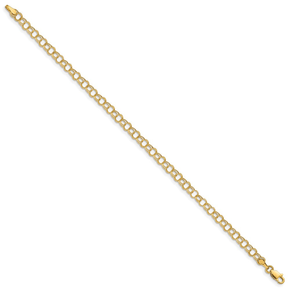 10k 4mm Hollow Double Link 6 inch Charm Bracelet