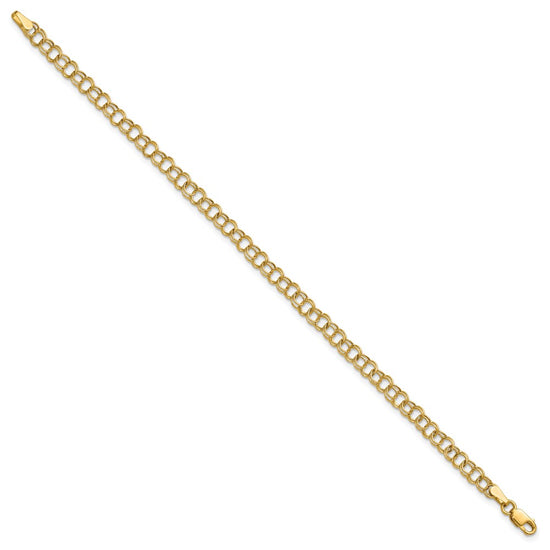 10k 4mm Hollow Double Link 7 inch Charm Bracelet