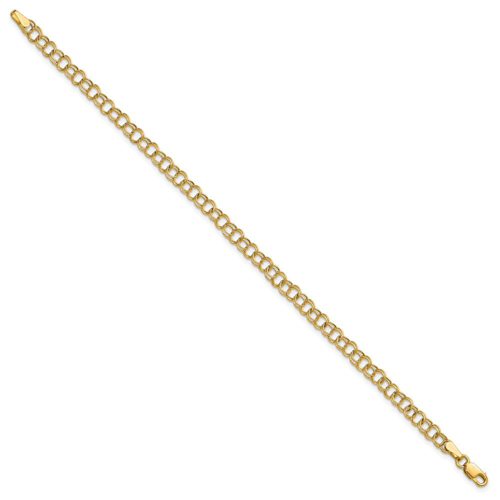10k 4mm Hollow Double Link 8 inch Charm Bracelet