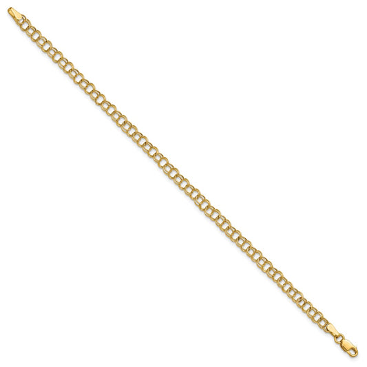 10k 4mm Hollow Double Link 8 inch Charm Bracelet
