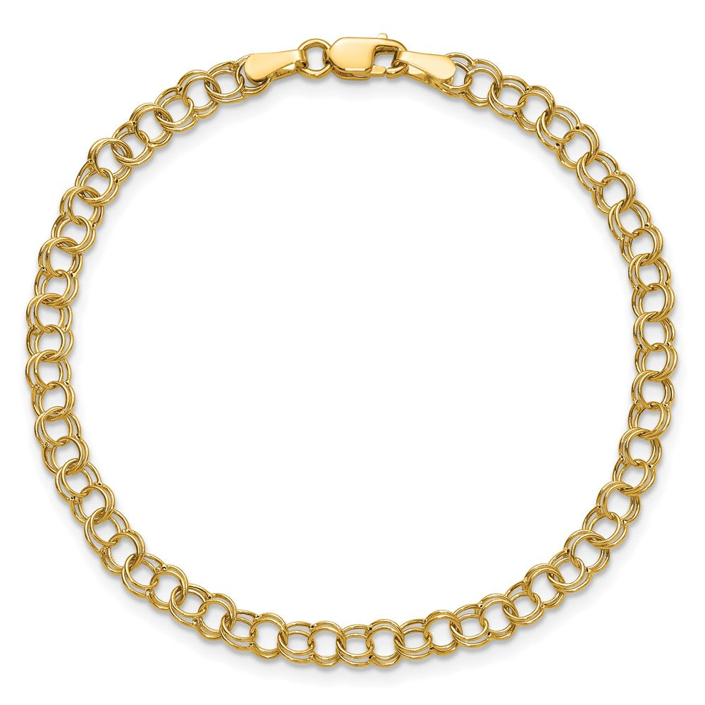 10k 4mm Hollow Double Link 8 inch Charm Bracelet