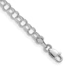 10k White Gold 4mm Hollow Double Link 7 inch Charm Bracelet