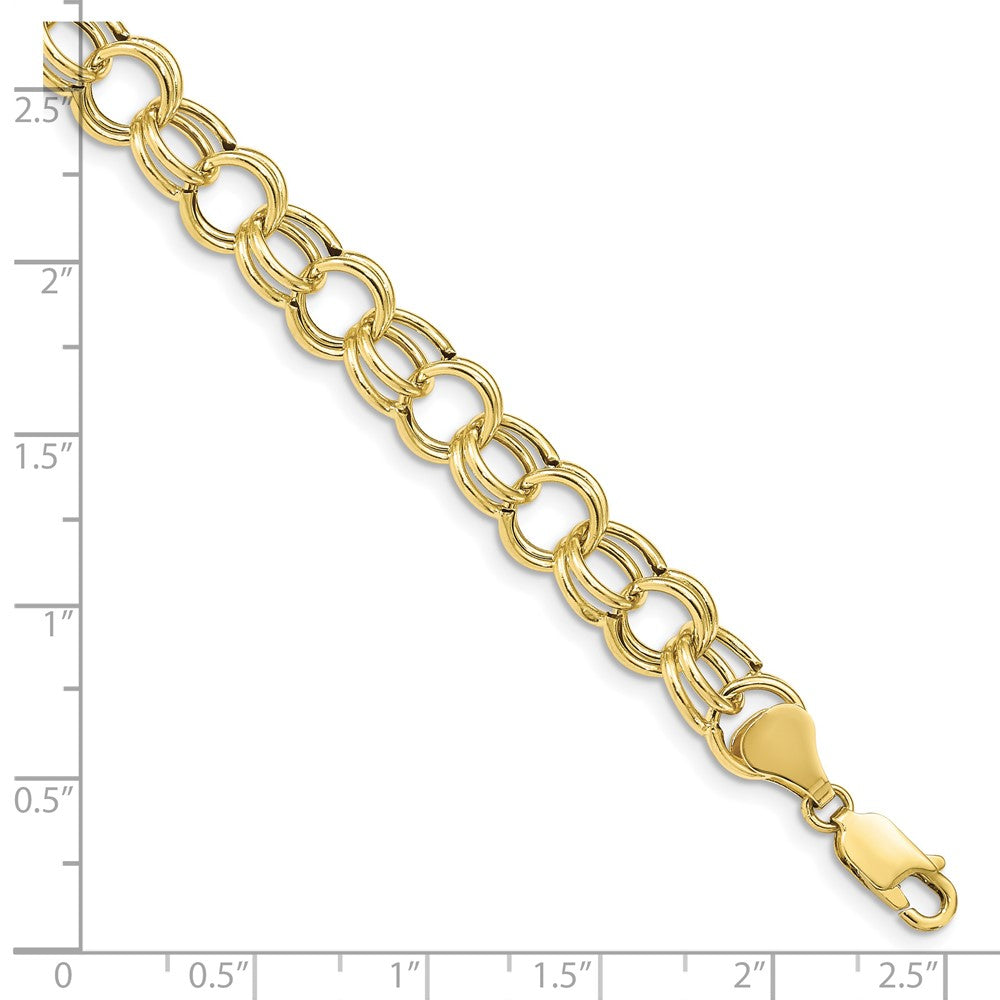 10k 8.5mm Hollow Double Link 8 inch Charm Bracelet