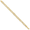 10k 6mm Solid Textured Triple Link 8 inch Charm Bracelet