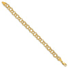 10k 7mm Solid Textured Triple Link 8 inch Charm Bracelet