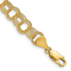 10k 7mm Solid Textured Triple Link 8 inch Charm Bracelet