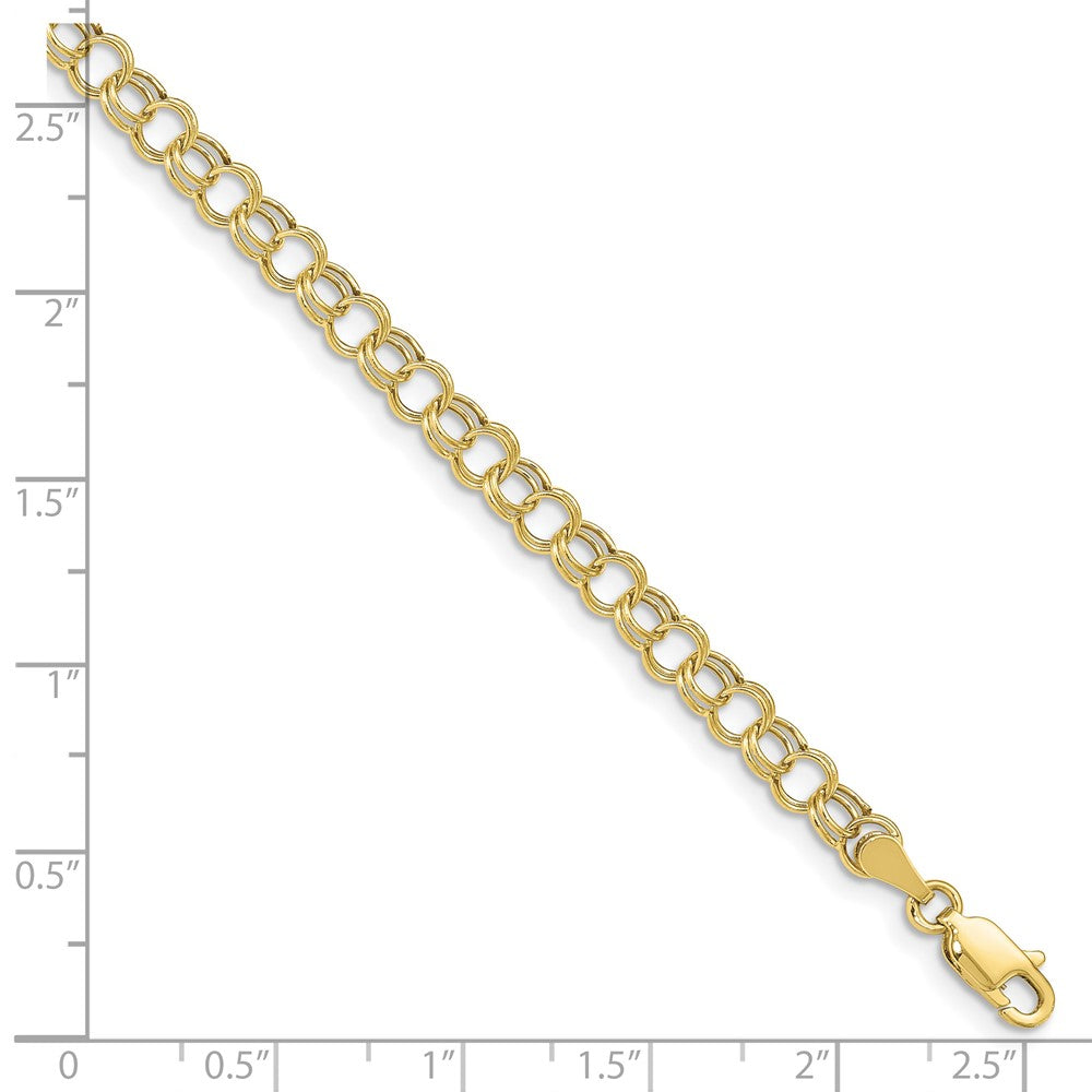 10k 5mm Hollow Double Link 8 inch Charm Bracelet