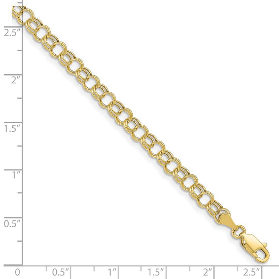 10k 5mm Hollow Double Link 7 inch Charm Bracelet