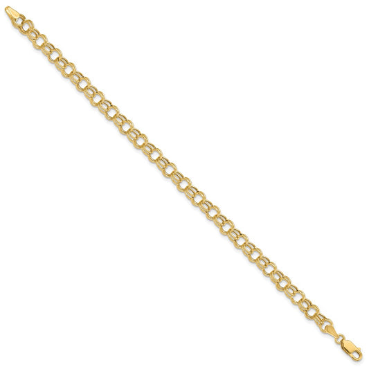 10k 6mm Hollow Double Link 7 inch Charm Bracelet