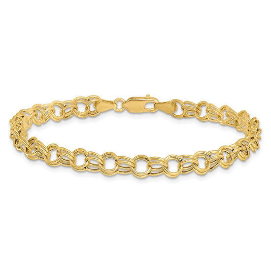 10k 6mm Hollow Double Link 7 inch Charm Bracelet