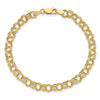 10k 6mm Hollow Double Link 7 inch Charm Bracelet