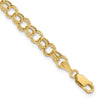 10k 6mm Hollow Double Link 8 inch Charm Bracelet