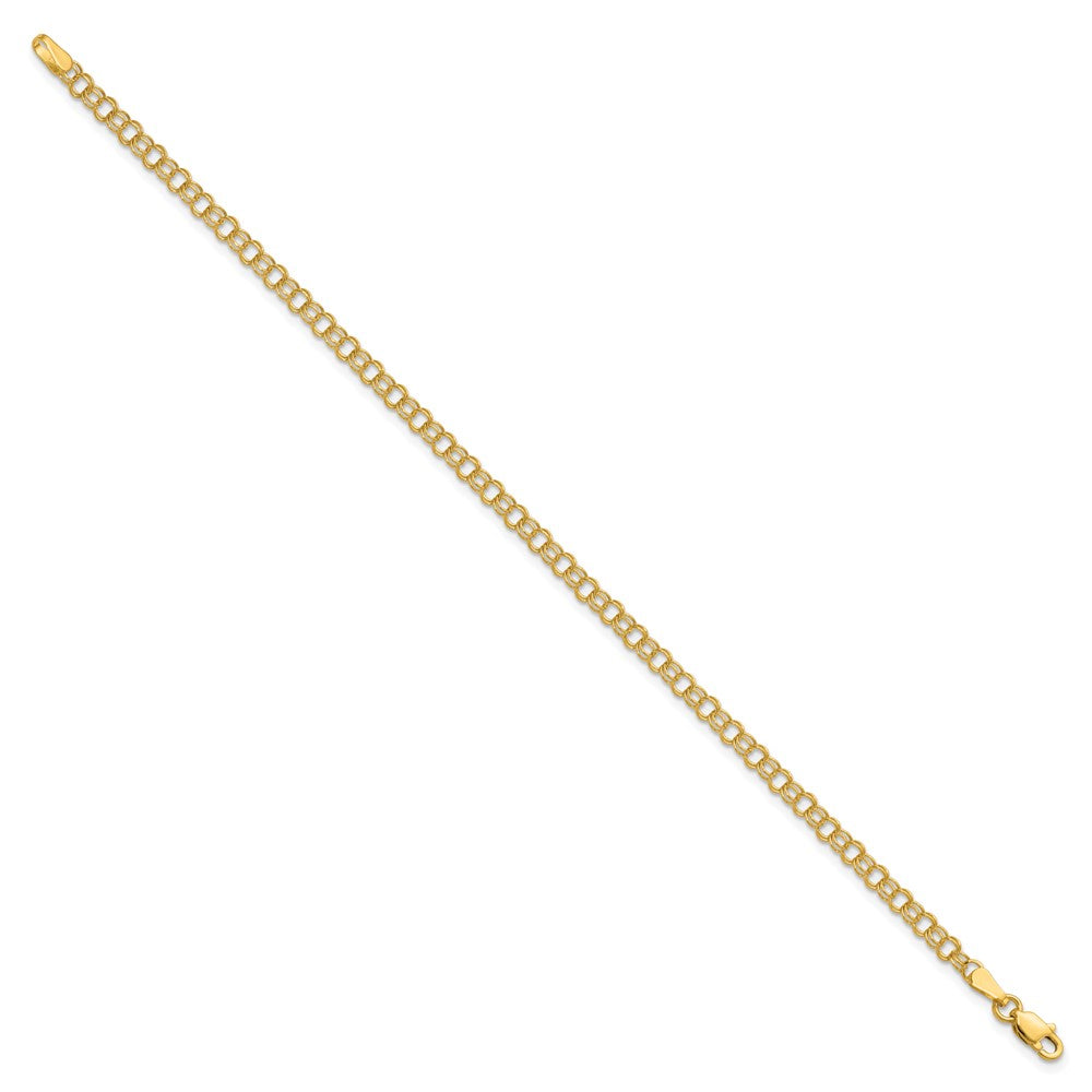 10k 3.5mm Solid Double Link 7 inch Charm Bracelet