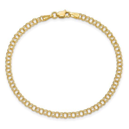 10k 3.5mm Solid Double Link 8 inch Charm Bracelet