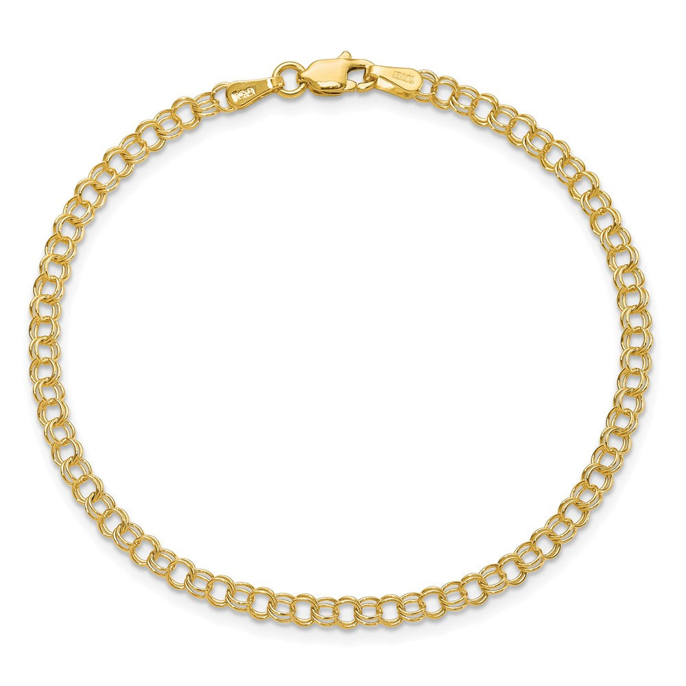 10k 3.5mm Solid Double Link 8 inch Charm Bracelet